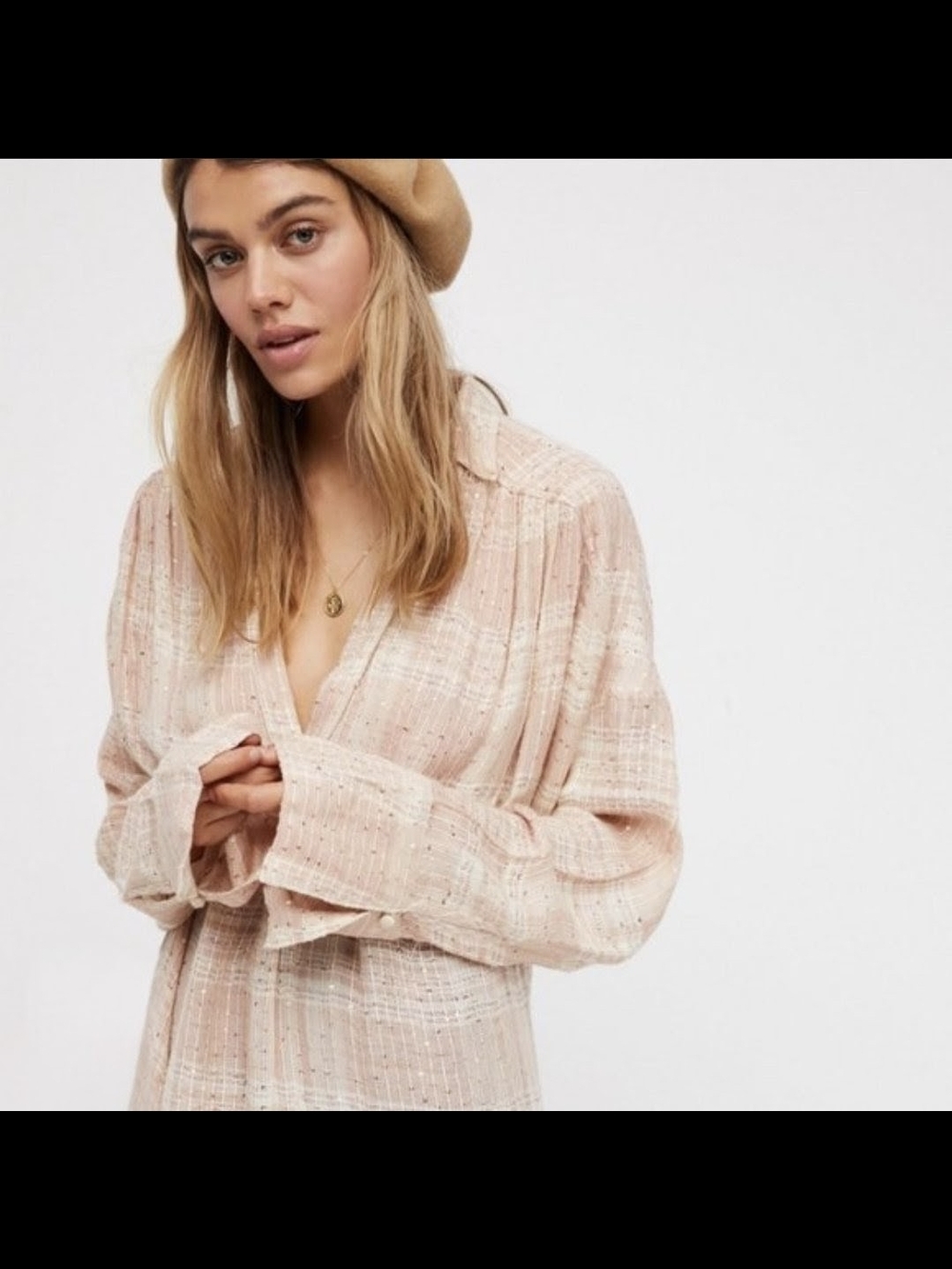 Free People Blush Pink Sequin Tunic